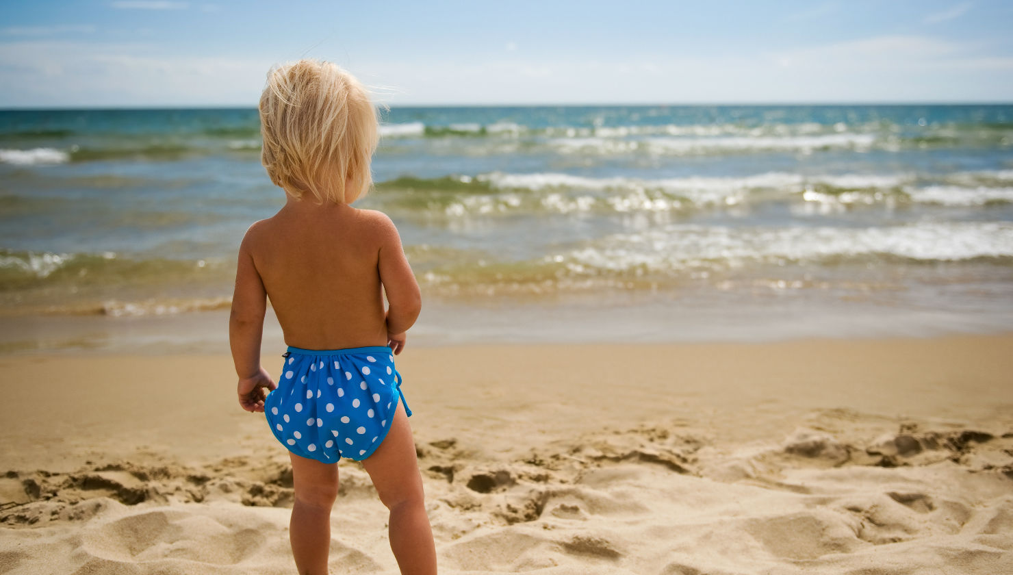 toddler at beach